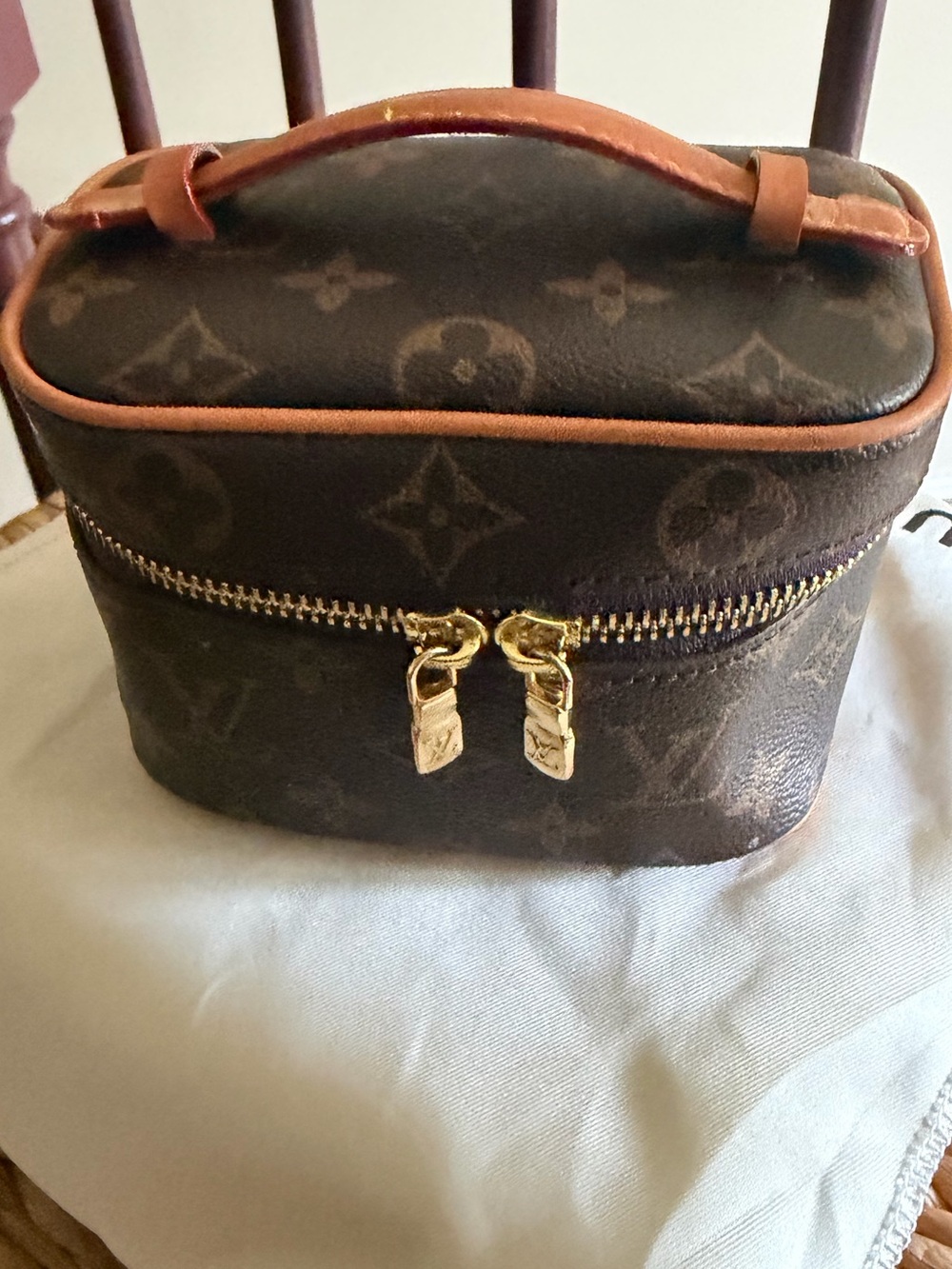 Louis Vuitton Brown Monogram Mini Vanity Case with Gold Hardware